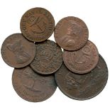 BRITISH TOKENS, 18th Century Tokens, England,  Hampshire, County Series, Copper Naval Farthings (5),