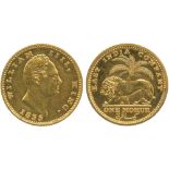 G INDIAN COINS, EAST INDIA COMPANY, William IV (1830-1837), Restrike Gold Proof Mohur, 1835B, head