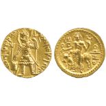 INDIAN COINS, KUSHAN, Vasu Deva I (c.190-230 AD), Gold Dinar, king standing facing, head left,