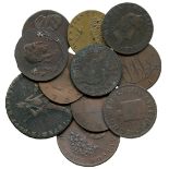 BRITISH TOKENS, 18th Century Tokens, England, Middlesex, Social Series, Copper Farthings (8), obv