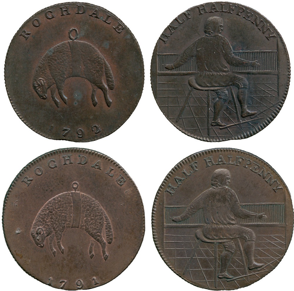 BRITISH TOKENS, 18th Century Tokens, England,  Lancashire, Rochdale, Westwood, Copper Half Halfpenny