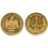 G Republic, Gold Peso, 1903-Mo, small date, 1.69g (F 157; KM 410.5). Usual die flaw by “9” of