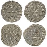 WORLD COINS, CRUSADERS, Achaia, Philip of Savoy, Billon Denier tournois (2), +PKS.PAcKTAR.D.R around