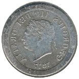 BRITISH COINS, George III, Uniface Incuse Retrograde Lead Trial Striking for the obverse of the