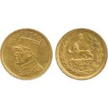 G WORLD COINS, IRAN, Reza Shah, Gold ½-Pahlavi, SH 1314, 4.07g (KM 1132). Mark behind shoulder,