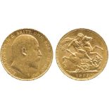 G BRITISH COINS, Edward VII, Gold Sovereign, 1909, Ottawa mint (Canada), bare head facing right,