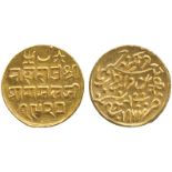 G INDIAN COINS, PRINCELY STATES, Kutch, Pragmalji II, Gold 25-Kori, 1863, 4.66g (SAC KM Y17.2).