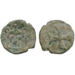 WORLD COINS, ROMANIA, Chilia, Latin Orient, Coinage under Genoa, Bronze Follaro, c.1360-1390, castle