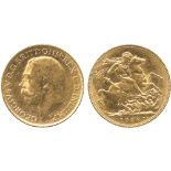 G BRITISH COINS, George V, Gold Sovereign, 1926 P, Perth Mint (Australia), bare head left, B.M. on