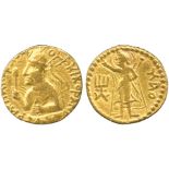 INDIAN COINS, KUSHAN, Huvishka (c.152-190 AD), Gold Dinar, nimbate, diademed and crowned half-length