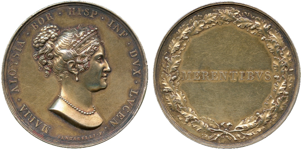 COMMEMORATIVE MEDALS, World Medals, Italy, Lucca, Maria Aloysia de Borbone, Duchess (1817-1824),