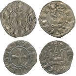 WORLD COINS, CRUSADERS, Achaia, Philip of Savoy, Billon Denier tournois (2), +P K SOS AB. P. Ache