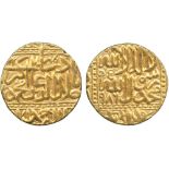 INDIAN COINS, MUGHAL, Akbar, Gold Mohur, square area type, Ahmadabad, AH 986, 10.90g (KM 108.2).