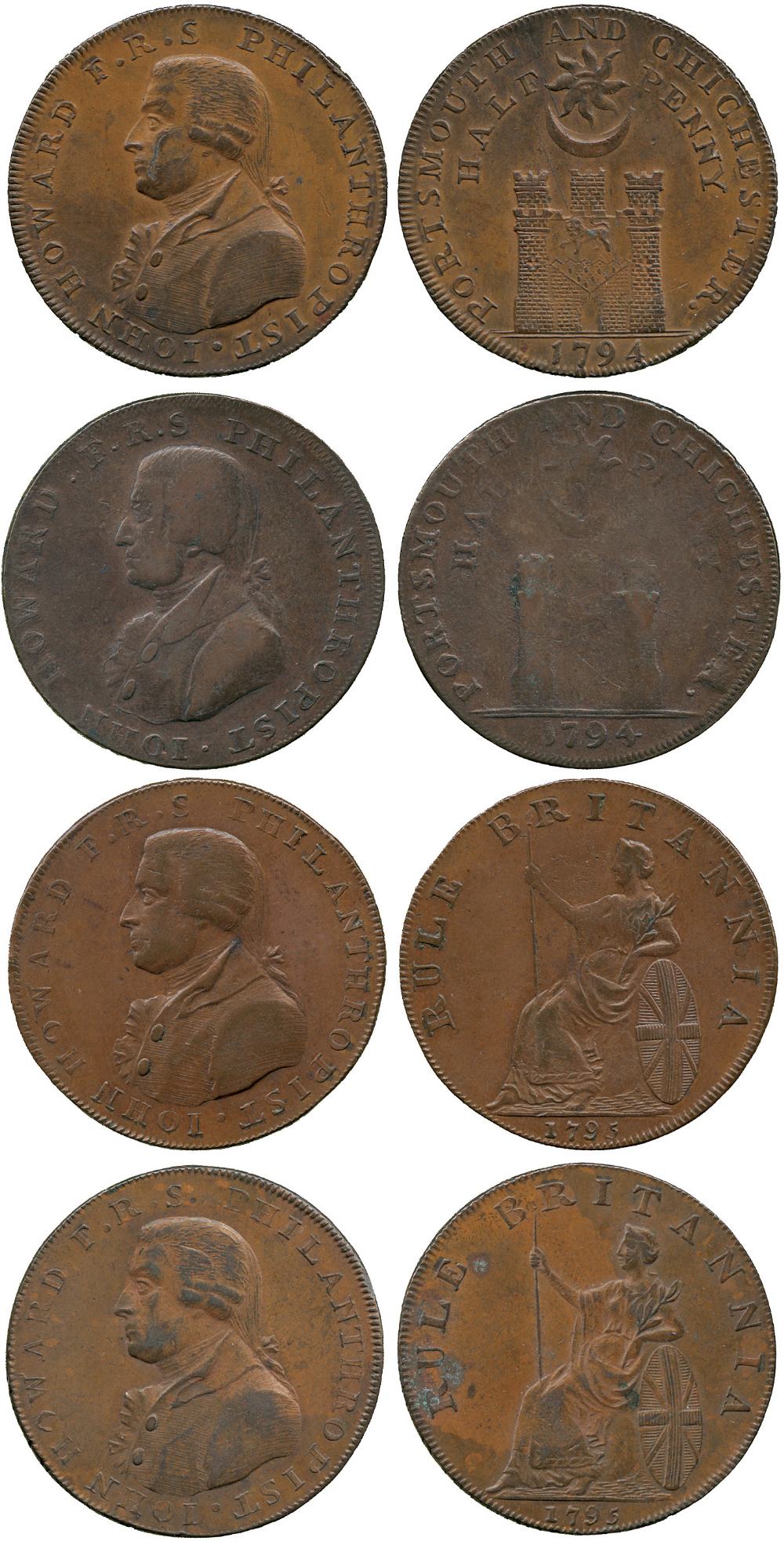 BRITISH TOKENS, 18th Century Tokens, England,  Hampshire, Portsmouth, Sharp and Chaldecott, Copper