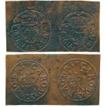 BRITISH COINS, Charles I, Uncut Pair of Copper Richmond Farthings, dies 7+8, crowned crossed