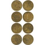 BRITISH TOKENS, 19th Century Tokens, Checks, Cornwall, Bude, Lovell’s Wine Stores, Brass Checks (4),