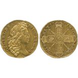 BRITISH COINS, William III (1694-1702), Gold Two Guineas, 1701, fine work laureate head right, rev