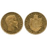 G WORLD COINS, FRANCE, Second Empire, Napoleon III (1852-1870), Gold 50-Francs 1857A, Paris, bare