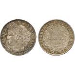 WORLD COINS, FRANCE, Third Republic (1871-1940), Silver 20-Centimes Cérès, 1873-A, Paris (Gad 419a).