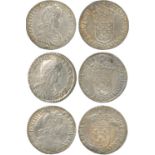WORLD COINS, FRANCE, Silver Luigini (3), in imitation of Louis XIV, Silver 1/12-Ecu “à la mèche