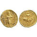 INDIAN COINS, KUSHAN, Vasu Deva II (c.290-320 AD), Gold Dinar, king standing facing, head left,