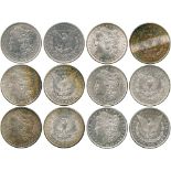 WORLD COINS, USA, Silver Morgan Dollars (6), 1887, 1888, 1889, 1892, 1893, 1896 (KM 110). First
