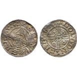 BRITISH COINS, Anglo-Saxon, Canute, Silver Penny, Helmet type (1024-1030), Shaftesbury mint, moneyer