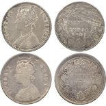 INDIAN COINS, MISCELLANEOUS, Errors and Misstrikes, Victoria, Silver Rupees (2), 1862B, A/II, 0/4,