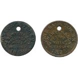 BRITISH TOKENS, 19th Century Tokens, Checks, Cornwall, St Issey, J Hawken & Son, Mellingey Mills,