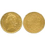 BRITISH COINS, George II, Gold Guinea, 1732, second laureate head left, small lettering in legend,