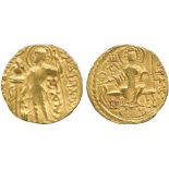 INDIAN COINS, GUPTA, Samudragupta (c.335-380 AD), Gold Dinar, standard type, SAMUDRA below arm of