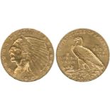 G WORLD COINS, USA, Gold 2½-Dollars, 1910, Philadelphia, Indian head, 4.17g (F 120). Cabinet