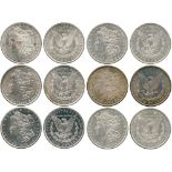 WORLD COINS, USA, Silver Morgan Dollars (6), 1888, 1889, 1896, 1897, 1898, 1900 (KM 110). All mint