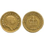 G BRITISH COINS, George III, Gold Third-Guinea, 1810, second laureate head right, rev second type