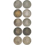 WORLD COINS, FRANCE, Charles X (1824-1830), Silver ½-Franc (5) 1826-A, 1827-A, 1829-A, 1830-A,