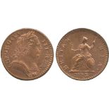 BRITISH COINS, George III, Copper Farthing, 1773, first laureate and cuirassed bust right, rev