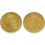 BRITISH COINS, George II, Gold Two-Guineas, 1739, young laureate bust left, rev crowned quartered