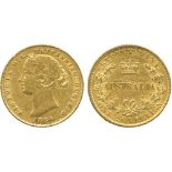 G WORLD COINS, AUSTRALIA, Victoria, Gold Sovereign, 1864, Sydney mint, second young head left with