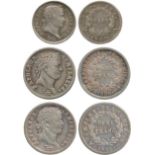 WORLD COINS, FRANCE, Napoleon I, Silver ¼-Franc, 1809-A, ½-Franc (2), 1808-A, 1811-A, Paris (Gad