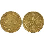 BRITISH COINS, Charles II (1660-1685), Gold Two-Guineas, 1664, Elephant & Castle, first laureate