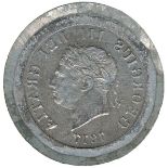 BRITISH COINS, George III, Uniface Incuse Retrograde Lead Trial Striking for the obverse of the