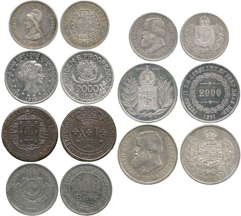 WORLD COINS, BRAZIL, An Assortment of Silver, Bronze and Base Metal issues with modern Cupro-nickel,