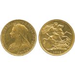 G BRITISH COINS, Victoria, Gold Proof Two-Pounds, 1893, old veiled bust left, T.B. below, rev St