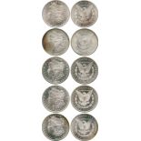 WORLD COINS, USA, Silver Morgan Dollars (5), 1882, 1882-CC, 1882-S, 1883-CC, 1883-O (KM 110).