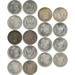 WORLD COINS, USA, Silver Morgan Dollars (9), 1878 (3), seven feathers, second reverse, 1879 (3),