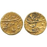 INDIAN COINS, MUGHAL, Farrukhsiyar (AH 1124-1131; 1713-1719 AD), Gold Mohur, Shajanahabad, no