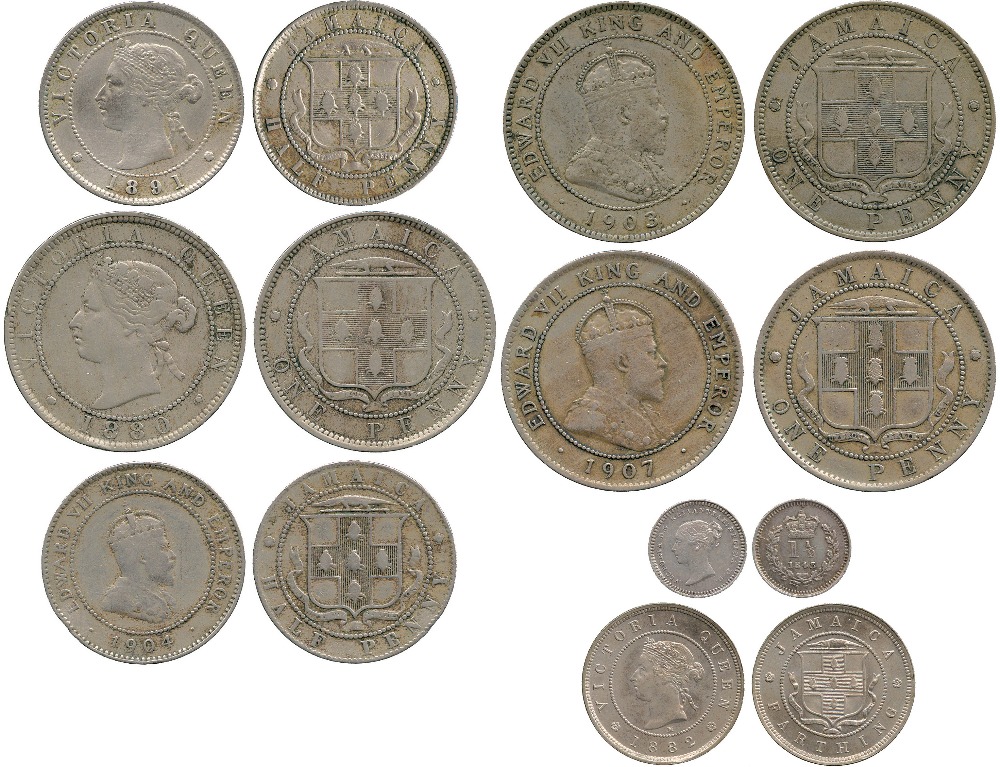 WORLD COINS, JAMAICA, A selection of issues from Victoria to Elizabeth II (39), including