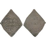 BRITISH COINS, Charles I, Obsidional Coinage, Silver Ninepence on lozenge shaped flan, 1645,