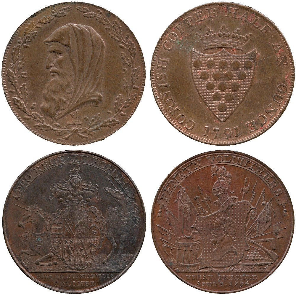 BRITISH TOKENS, 18th Century Tokens, England,  Cornwall, Truro, Cornish Metal Company, Boulton,