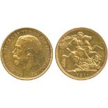 G BRITISH COINS, George V (1910-1936), Gold Proof Two-Pounds, 1911, bare head left, B.M. on